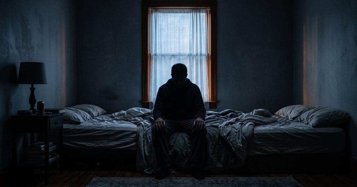 Silhouette of person sitting on bed in dim light, kratom withdrawal and recovery